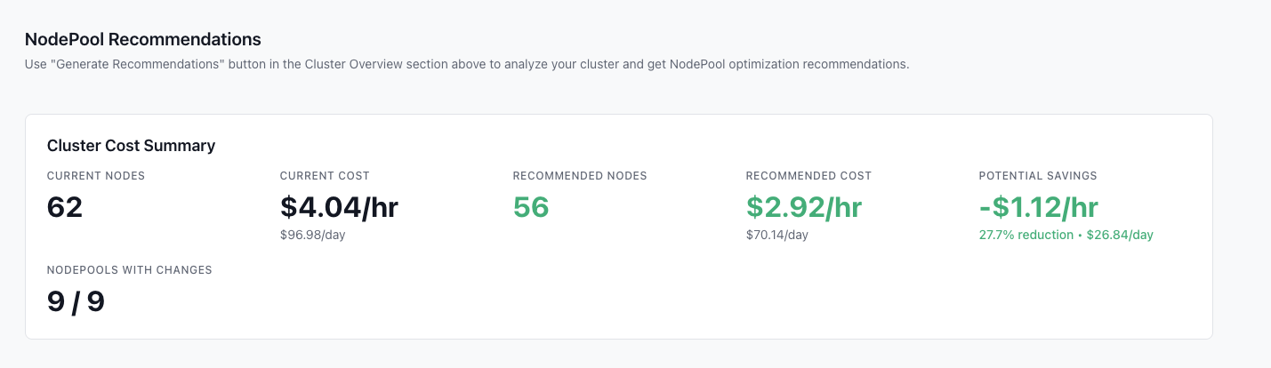NodePool Recommendation
